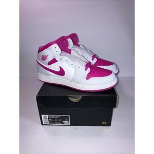 Nike Air Jordan 1 Mid Fire Pink White Shoes (FD8780 500) GS Y 7 NEW Women 8.5